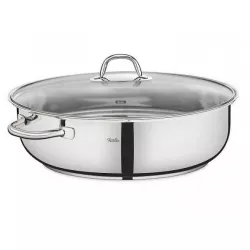 Ovaler Edelstahl-Topf mit Glasdeckel – 8,8 l – Induktion