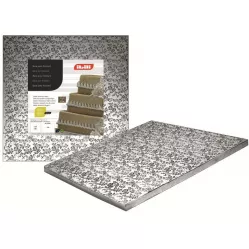 Quadratische silberne Kuchenplatte