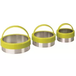 Edelstahl-Ausstechformen rund mit Griff Set – 3 Stück