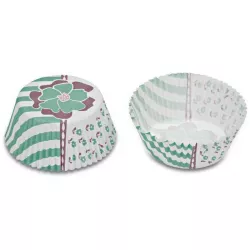 Papierkorbchen - türkisblaue Blüten und Streifen