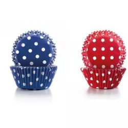 Papiertörtchenförmchen mit Punkten lila, rot 7,5 x 4 cm