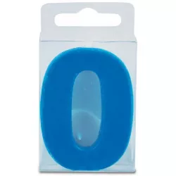 Mini-Glas Kerze in der Form der Zahl 0, blau