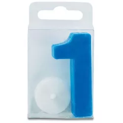 Mini blaue Kerze in Form der Zahl 1 - klein