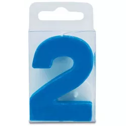 Mini-Glas Kerze in Form der Zahl 2, blau