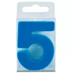 Mini blaue Kerze in Form der Zahl 5 - klein
