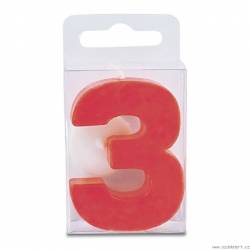 Licht in Form der Ziffer 3 – Mini, rot