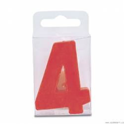 Stumpen in Form der Ziffer 4 - Mini, rot