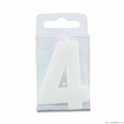 Stumpen in Form der Zahl 4 - Mini, weiß