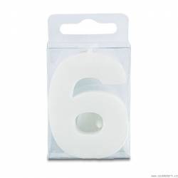 Stumpen in Form der Zahl 6 - Mini, weiß