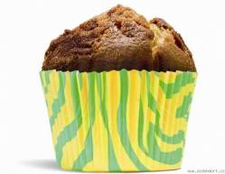 Papierförmchen für Muffins, grün-gelb getupft