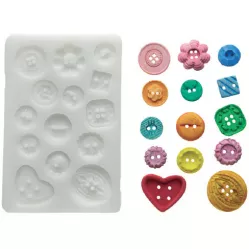 Silikonform für Fondant - Knöpfe 26 x 26 mm