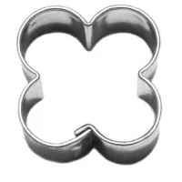 Mini-Ausstechform in Blütenform aus vernickertem Blech.