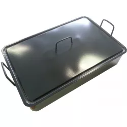 Email: Smaltierter Bräter mit Deckel 60x40cm