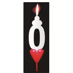 Geburtstagskerze mit Herz, Zahl 0