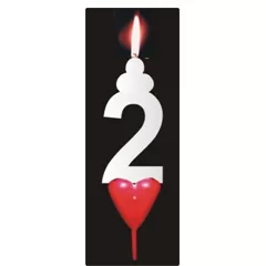 Zahl der Geburtstagkerze mit Herzchen 2