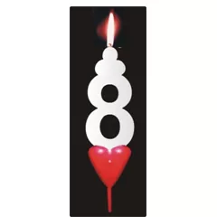 Kuchenkerze mit Herz Ziffer 8