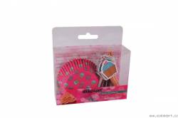 Muffinförmchen mit Dekoration rosa, 24 Stück