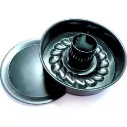 Schwarze Backform für glatte und Gugelhupfform Boden Höhe 7 cm