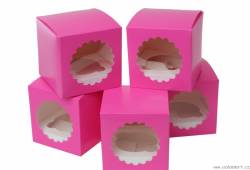 Cupcake-Verpackungen aus Papier, rosa, 5 Stück