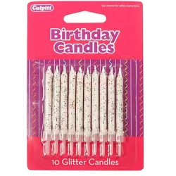 Culpitt weiße Kerzen mit Glitzer 10 Stück 5 cm