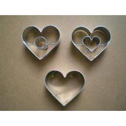 Ausstecher-Set dreier Herzen klein 4 cm
