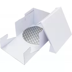 Silberner Tortenunterlage Kreis Ø 33,5 cm + Tortbox