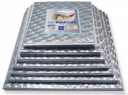 Silberfarbene Platine quadratisch + Tortenkasten mit Deckel