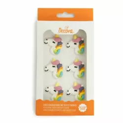 6 Stück Zuckerornamente Einhorn