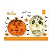 Schädel- und Kürbis-Plastik-Ausstechformen-Set 2 Stk