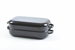 Doppelseitig emaillierter Doppelkelförcher Sfinx Größe 40 cm (innere Abmessung), Blechstärke 1 mm - Belis