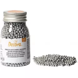 Zuckerdeinlage Perlen 4 mm silberfarben 100 g