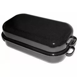 Doppelseitig emaillierter Doppelkelförcher Sfinx Größe 35 cm (innere Abmessungen), Blechstärke 1 mm - Belis