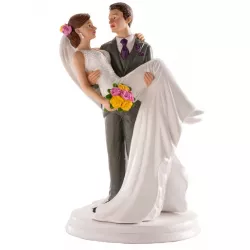 Hochzeitsfigur für die Torte 20 cm Frau in Arm des Mannes
