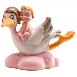 Figur für die Torte: Mädchen und ein fliegender Kranich auf einer Wolke 10 cm