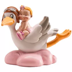 Figur für die Torte: Mädchen und ein fliegender Kranich auf einer Wolke 10 cm