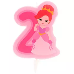 Süßkerze für die Torte Ziffer zwei Prinzessin 7 cm