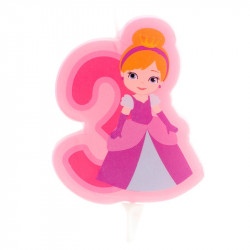 Zahlenkerze für die Kuchenfigur Drei Prinzessin 7 cm