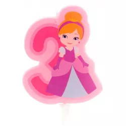 Zahlenkerze für die Kuchenfigur Drei Prinzessin 7 cm