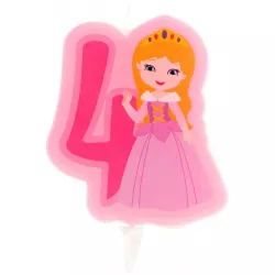 Kerze auf der Torte Zahl vier Prinzessin 7 cm
