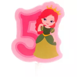Sak, die Kerze auf der Torte Zahl fünf Prinzessin 7 cm
