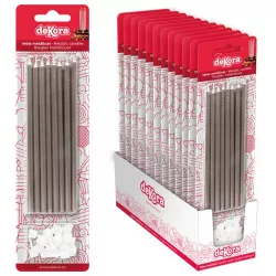 Silberne Geburtstagskerzen mit Streichschein 13 cm, 16 Stück