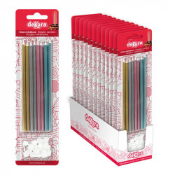 Bunte Kuchenkerzen mit Streichholzbriefchen 13 cm, 8 Stück