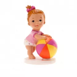 Tortenfigur Mädchen mit Ball 10x7 cm