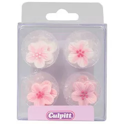 Zuckerdekoration rosa Blüten 12 Stück