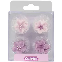 Zuckerdekoration violette Blüten 12 Stück 3 cm