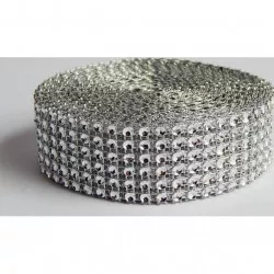 Diamantband Kunststoff silberfarben (3 cm x 4,57 m) 5126