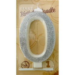 große silberne Kerze Nummer 0 6421