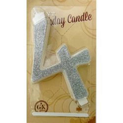 große silberne Kerze Nummer 4 6425