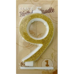 Große goldene Kerze Nummer 9 6440