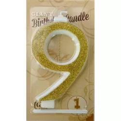 Große goldene Kerze Nummer 9 6440